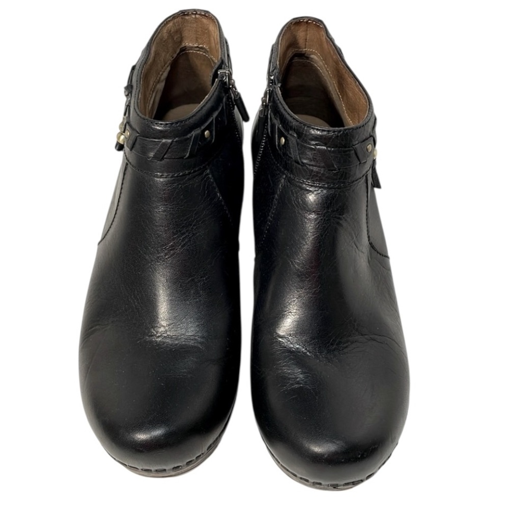Dansko Dabney Ankle Tassel Booties Black Leather Womens Size EUR 39/8.5-9